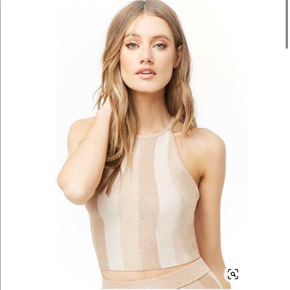 NWT 2PC Knit set Skirt&Top Gold ✨ metallic champagne 🌟 - Picture 2 of 16